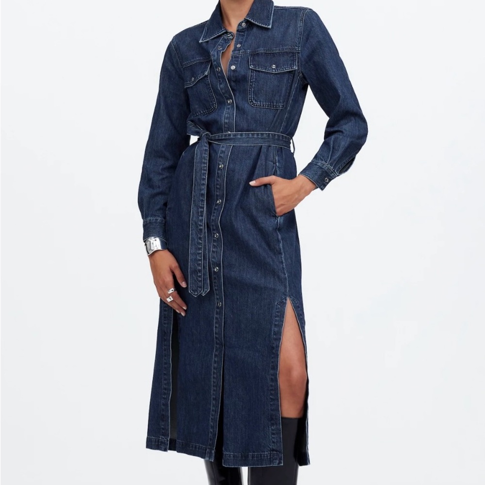 Madewell Denim Tie-Waist Midi Shirtdress
